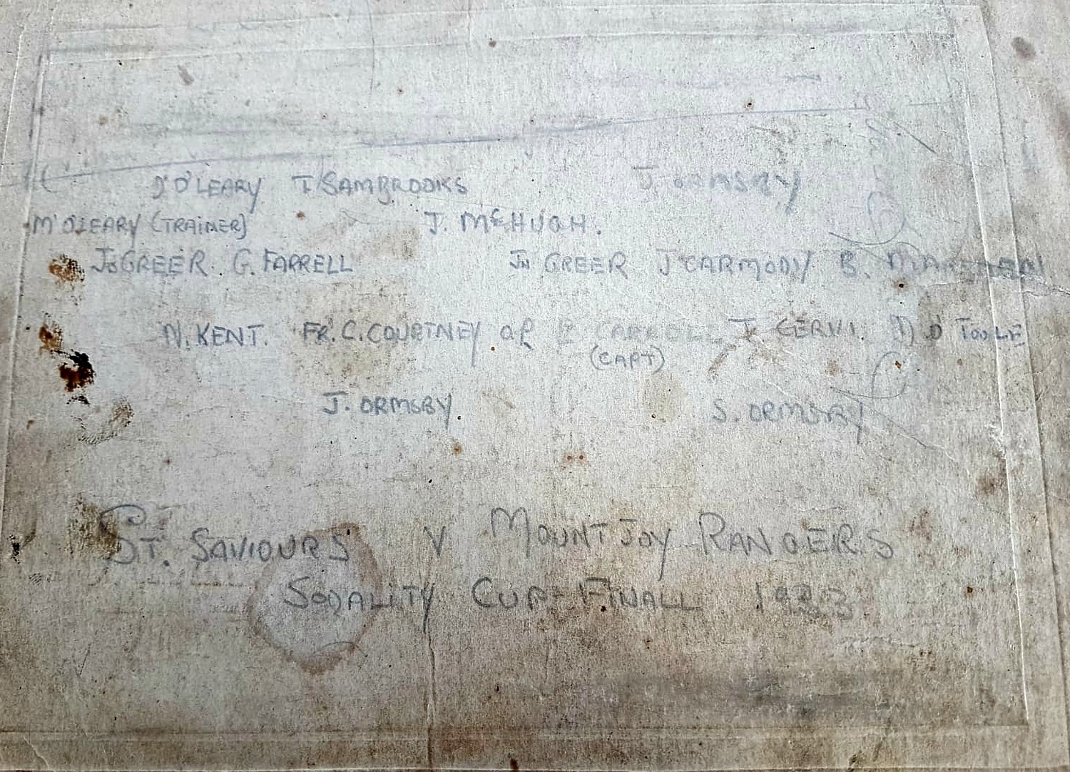 Saint Saviours 1933 team names